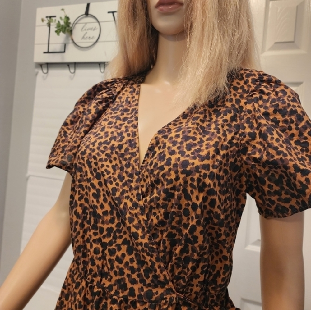 Madewell Flutter‎ Sleeve Leopard Wrap Dress Small - Picture 3 of 6